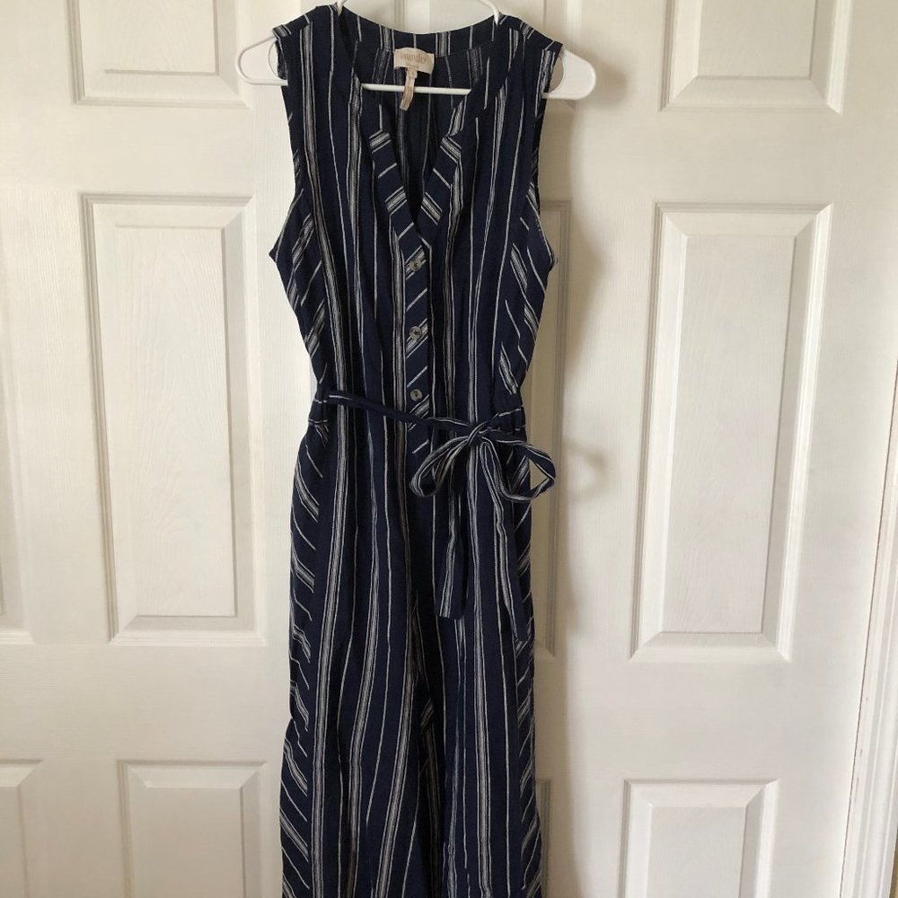 Laundry Navy blue and white striped jumpsuit